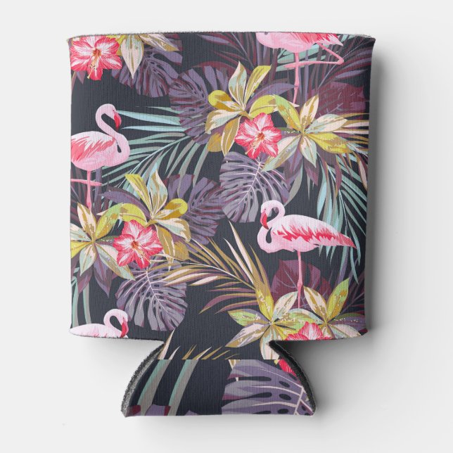 Flamingo Tropical: Sommer nahtloses Muster Dosenkühler (Vorderseite)