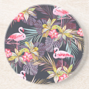 Flamingo Tropical: Sommer nahtloses Muster Getränkeuntersetzer