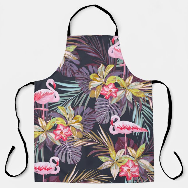 Flamingo Tropical: Sommer nahtloses Muster Schürze (Vorderseite)