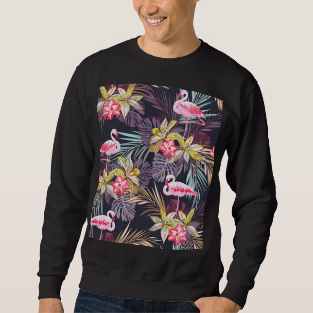 Flamingo Tropical: Sommer nahtloses Muster Sweatshirt (Vorderseite)