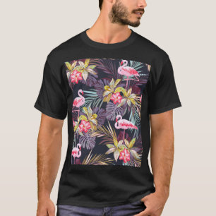 Flamingo Tropical: Sommer nahtloses Muster T-Shirt