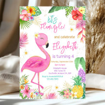Flamingo Tropical Thema Geburtstagseinladung