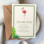 Flamingo Tropics Coastal Wedding Save the Date Einladung<br><div class="desc">Announce your celebration in tropical style with this Flamingo Tropics Coastal Wedding Save the Date Invitation. Featuring a playful pink flamingo and fresh coastal-inspired details, this design captures the relaxed charm of a beach or island wedding. Perfect for seaside ceremonies, destination weddings, and tropical celebrations, this save the date sets...</div>