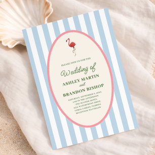 Flamingo Tropics Moderne Küsteninsel-Hochzeit Einladung