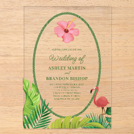 Flamingo Tropics Retro Wedding Acrylic Invitation Acryleinladungen