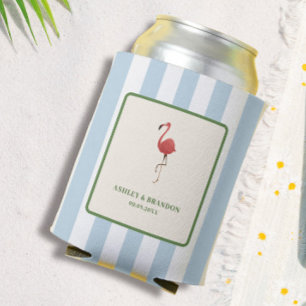 Flamingo Tropics Strand Küsten Retro-Hochzeit Dosenkühler