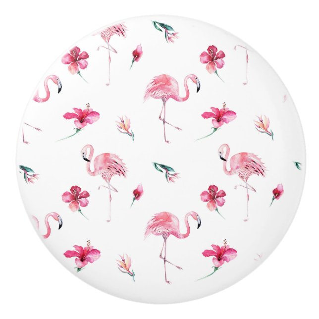Flamingo Tropics Summer Island Chic Hibiskus Pink Keramikknauf (Vorderseite)