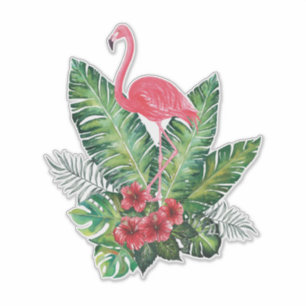 Flamingo tropische Blätter Aufkleber