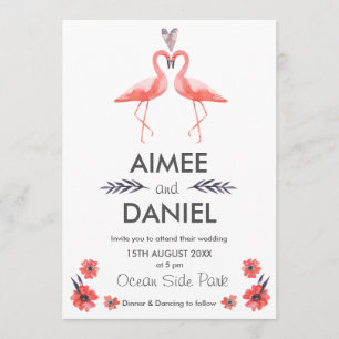 Flamingo Tropische Hochzeitskarte Suite Einladung