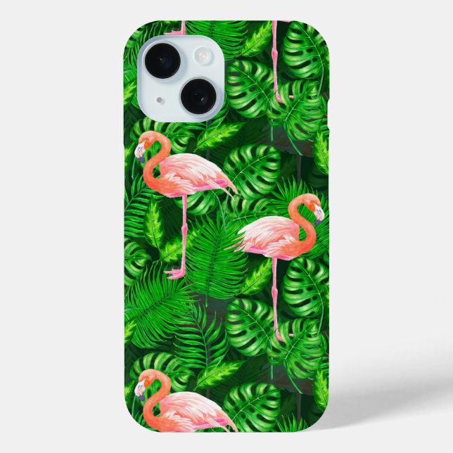 Flamingo tropische Wasserfarbe Case-Mate iPhone Hülle (Rückseite)