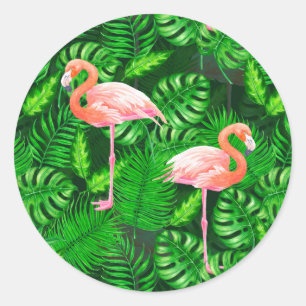 Flamingo tropische Wasserfarbe Runder Aufkleber