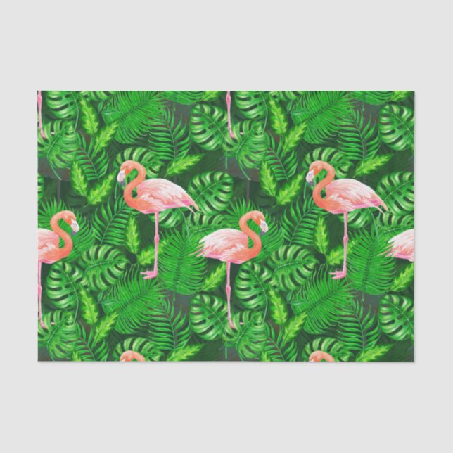 Flamingo tropische Wasserfarbe Seidenpapier (Vorderseite)
