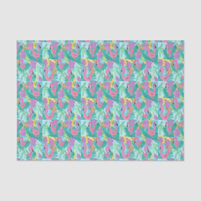 Flamingo Tropischer Dschungel Seidenpapier (Vorderseite)