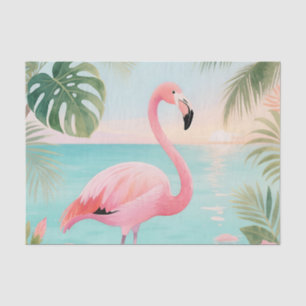 Flamingo Tropischer Sonnenuntergang Aquarell Seidenpapier
