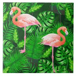 Flamingo tropisches Aquarell Fliese