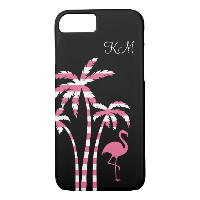 Flamingo-tropisches Monogramm Case-Mate iPhone Hülle (Rückseite)