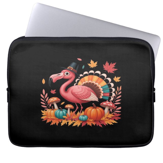 Flamingo Turkey Niedlich Flamingo Türkei Fall Leaf Laptopschutzhülle (Vorderseite)