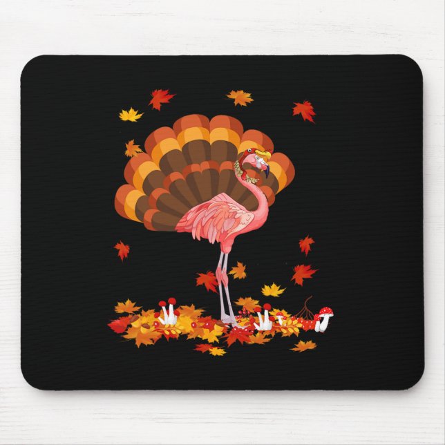 Flamingo Turkey Niedlich Flamingo Türkei Fall Leaf Mousepad (Vorne)