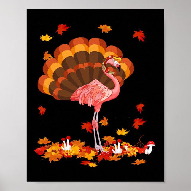 Flamingo Turkey Niedlich Flamingo Türkei Fall Leaf Poster (Vorne)