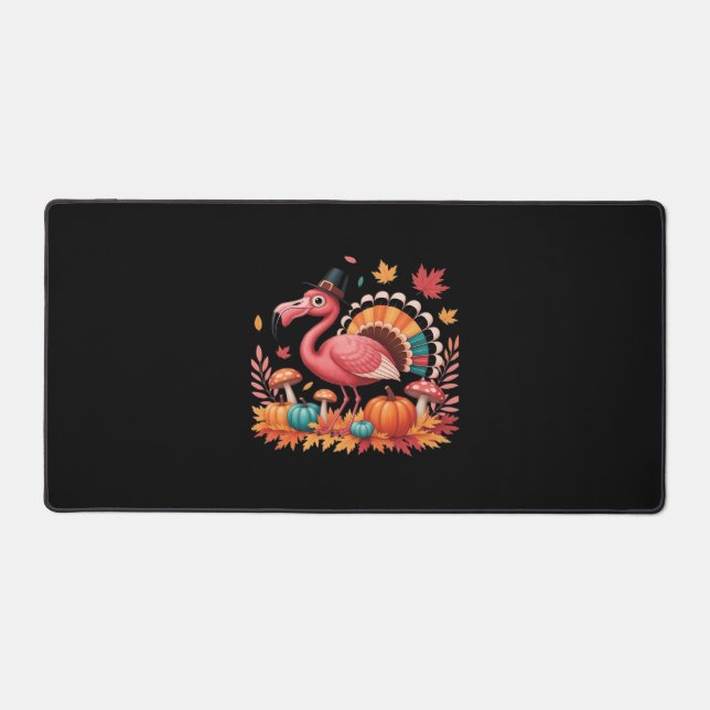 Flamingo Turkey Niedlich Flamingo Türkei Fall Leaf Schreibtischunterlage (Vorderseite)