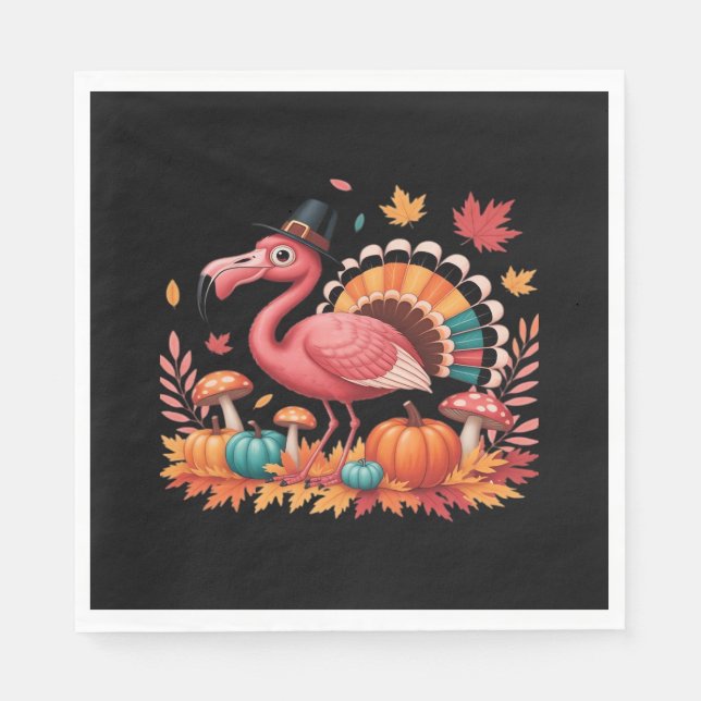 Flamingo Turkey Niedlich Flamingo Türkei Fall Leaf Serviette (Vorderseite)