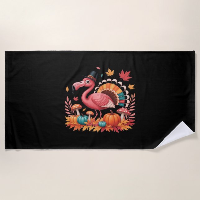 Flamingo Turkey Niedlich Flamingo Türkei Fall Leaf Strandtuch (Vorderseite)