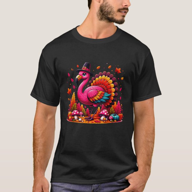 Flamingo Turkey Niedlich Flamingo Türkei Fall Leaf T-Shirt (Vorderseite)