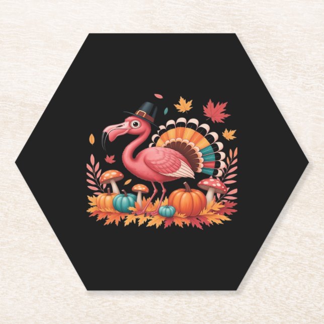 Flamingo Turkey Niedlich Flamingo Türkei Fall Leaf Untersetzer (Vorderseite)