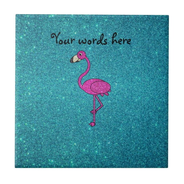 Flamingo-Türkis-Glitter des Glitzer rosa Fliese (Vorderseite)