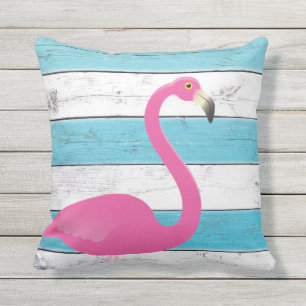 Flamingo Türkis & White Streifen Außenkissen Kissen