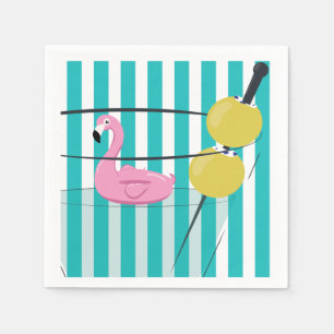 Flamingo-u. Cabana-Streifen-Cocktail-Serviette - Serviette