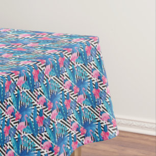 Flamingo u. Palmen auf geometrischem Muster Tischdecke