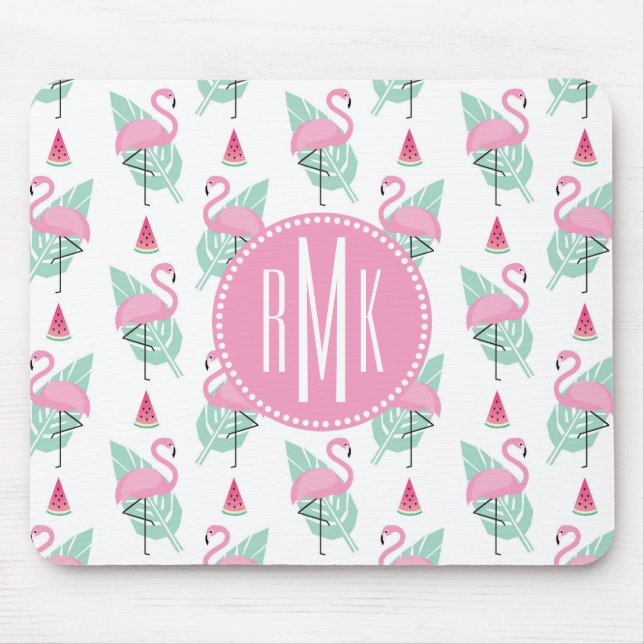Flamingo-u. Wassermelone-Pastell-Muster Mousepad (Vorne)