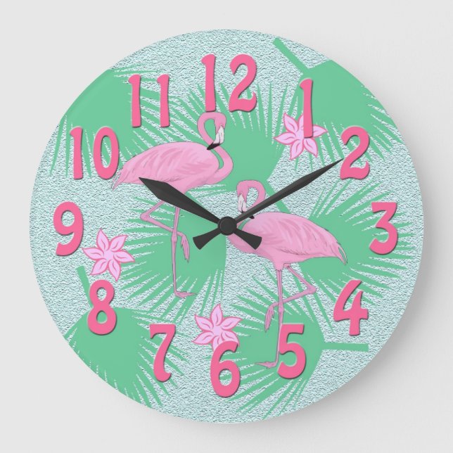 Flamingo-Uhr Große Wanduhr (Vorderseite)