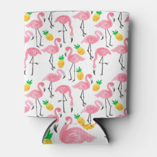 Flamingo und Ananas: Tropisches Set. Dosenkühler