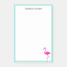 Flamingo und Aquamarine Rahmen auf Weiß Post-it Klebezettel