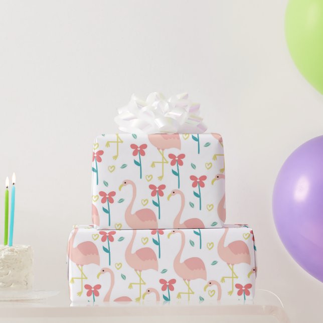 Flamingo und Blume Geschenkpapier (Partygeschenke)