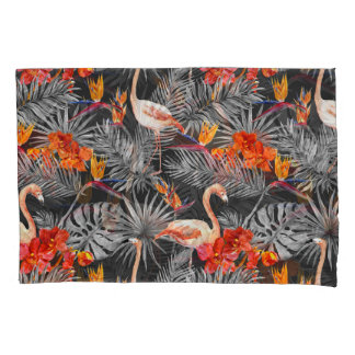 Flamingo und Blume, monochrome Muster. Kissenbezug