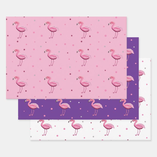 Flamingo und Dots Jeden Anlaß Geschenkpapier Set (Set)