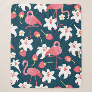 Flamingo und Lilies Tropical Vintag Seamless Patt Sherpadecke