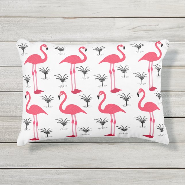 Flamingo-und Palme Kissen Für Draußen (Vorderseite)