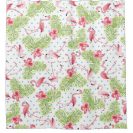 Flamingo und Palmen Duschvorhang