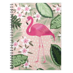 Flamingo und Palmen nahtlos Muster illustrat Notizblock
