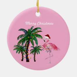 Flamingo und Palmenbaum-Weihnachtsdekoration Keramik Ornament