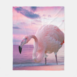Flamingo und rosa Himmel Fleecedecke