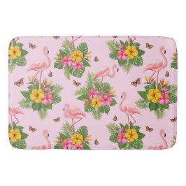 Flamingo und Schmetterlinge 1 Badematte