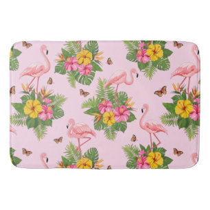 Flamingo und Schmetterlinge 1 Badematte