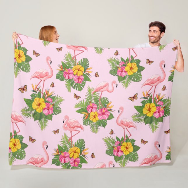 Flamingo und Schmetterlinge 1 Fleecedecke (Beispiel)
