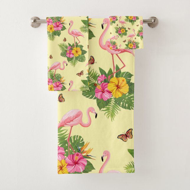 Flamingo und Schmetterlinge 2 Badhandtuch Set (Insitu)