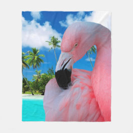 Flamingo und Strand Fleecedecke